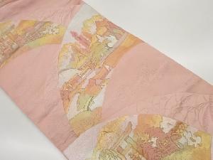 ふくれ織平安神宮に大文字焼き・庭園風景模様織出し名古屋帯